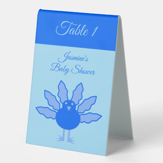 Cute Blue Baby Boy Thanksgiving Turkey Baby Shower (Front)