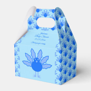 Cute Blue Baby Boy Thanksgiving Turkey Baby Shower Favour Box