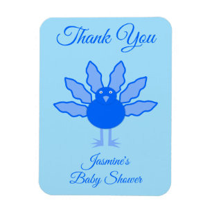 Cute Blue Baby Boy Thanksgiving Turkey Baby Shower Magnet