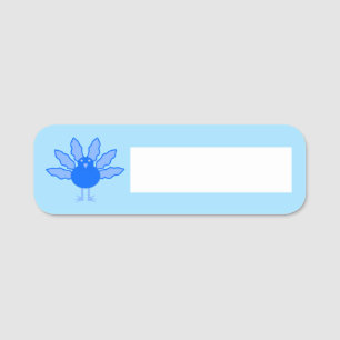 Cute Blue Baby Boy Thanksgiving Turkey Baby Shower Name Tag