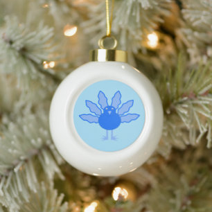 Cute Blue Baby Boy Thanksgiving Turkey Ceramic Ball Christmas Ornament