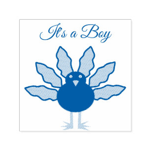 Cute Blue Baby Boy Thanksgiving Turkey Custom Self-inking Stamp