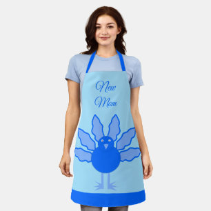 Cute Blue Baby Boy Thanksgiving Turkey New Mum Apron