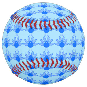 Cute Blue Baby Boy Thanksgiving Turkey Patterned Softball
