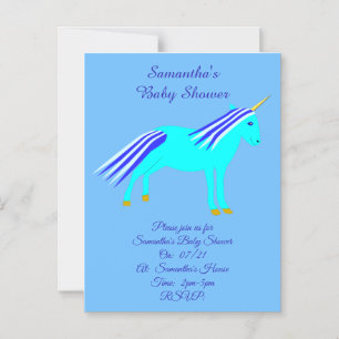 Cute Blue Baby Boy Unicorn Baby Shower Custom Magn Magnetic Invitation