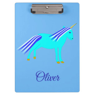 Cute Blue Baby Boy Unicorn Custom Clipboard