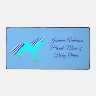 Cute Blue Baby Boy Unicorn Custom Desk Mat