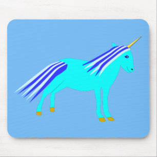Cute Blue Baby Boy Unicorn Mouse Pad