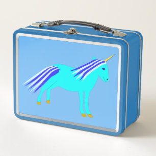 Cute Blue Baby Boy Unicorn New Brother Metal Lunch Box