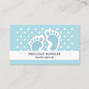 Cute Blue Baby Boy's Feet Illustration Business Card