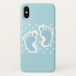 Cute Blue Baby Boy's Feet Illustration iPhone X Case