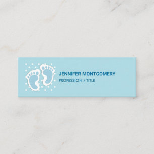 Cute Blue Baby Boy's Feet Illustration Mini Business Card
