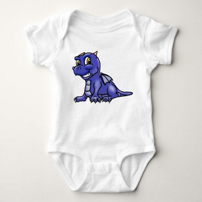 Cute Blue Baby Dragon Baby Bodysuit (Front)