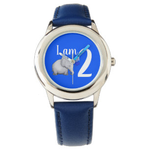 Cute Blue Baby Elephant Custom Age 2nd Birthday Watch