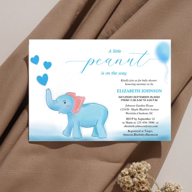 cute blue baby elephant with love baby shower  invitation (Creator Uploaded)