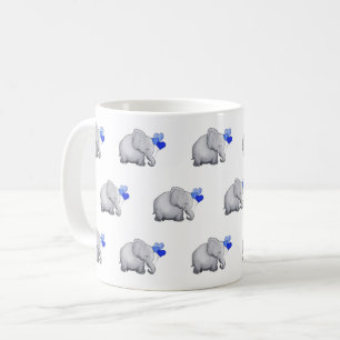 Cute Blue Baby Elephants Pattern Nursery Coffee Mug