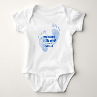 Cute Blue Baby Feet Welcome Little One Nursery Des Baby Bodysuit
