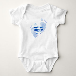 Cute Blue Baby Feet Welcome Little One Nursery Des Bodysuit