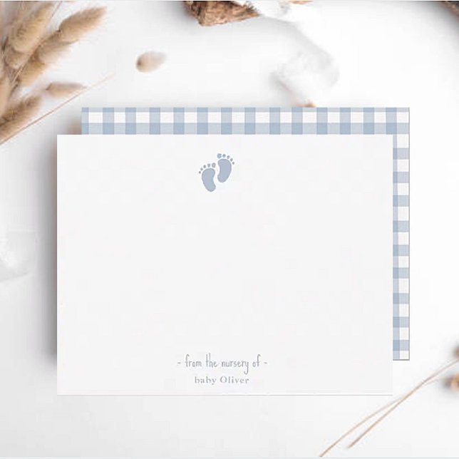 Cute Blue Baby footprint Boy Nursery  Thank You Card (Creator Uploaded)