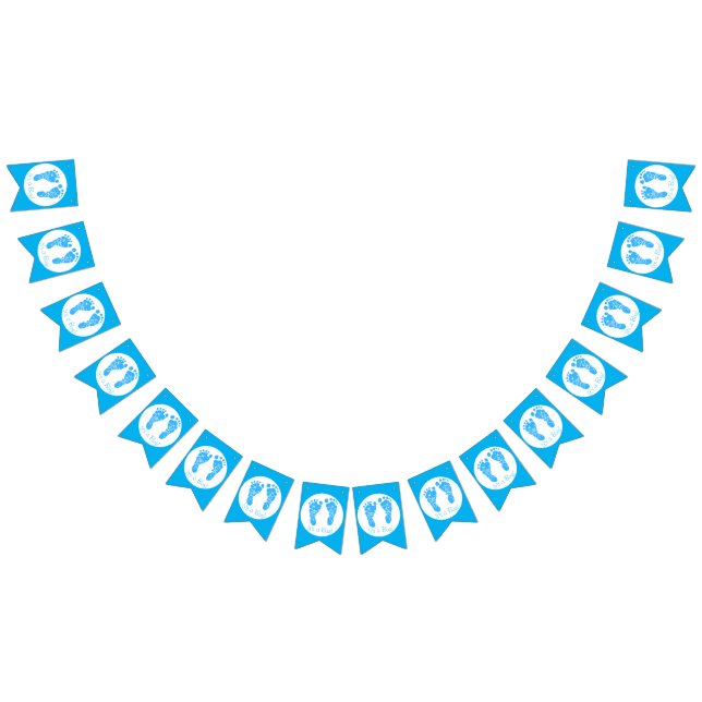 Cute Blue Baby Footprints Its a Boy Baby Shower Bunting (All)