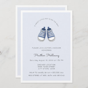 Cute Blue Baby Shoes, Baby Shower Invitation