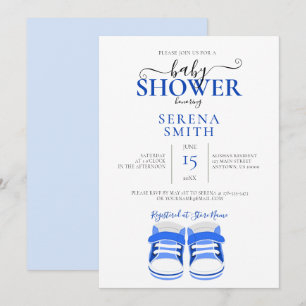 Cute Blue Baby Shoes BABY SHOWER Invitation