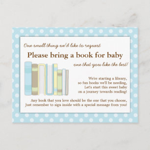 Cute Blue Baby Shower Book Insert Request Card