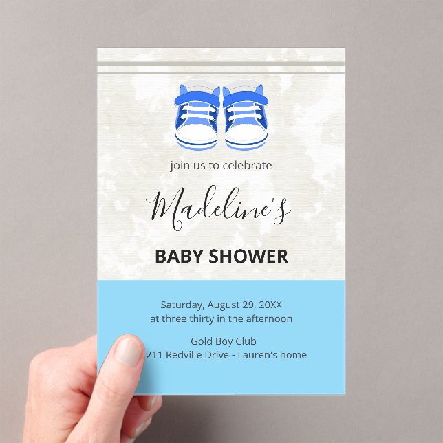 Cute Blue Baby Shower Invitation – Customizable  (Insitu (Handheld))