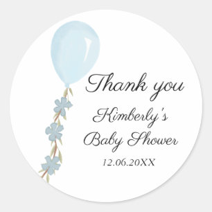 Cute Blue Balloon Baby Shower Classic Round Sticker