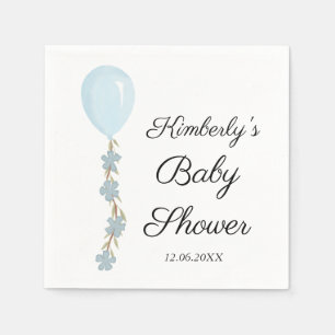 Cute Blue Balloon Baby Shower  Napkin