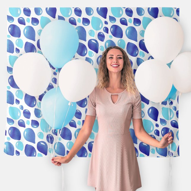 Cute Blue Balloon Pattern Baby Shower Backdrop Tapestry (Creator Uploaded)