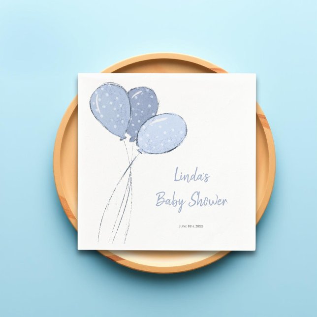 Cute Blue Balloons Boy Baby Shower Napkin (Creator Uploaded)