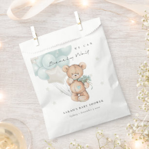 Cute Blue Bearly Wait Bear Balloon Baby Shower Favour Bag