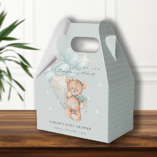 Cute Blue Bearly Wait Bear Balloon Baby Shower Favour Box