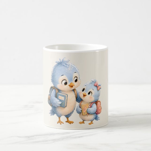 Cute Blue Bird Accent Coffee Mug (Center)