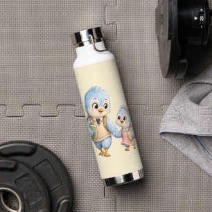 Cute Blue Bird Brother Stainless Water Bottle