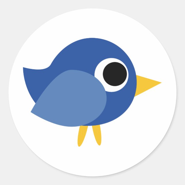 Cute Blue Bird Classic Round Sticker (Front)