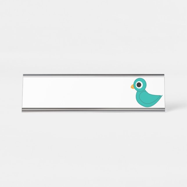 Cute blue bird desk name plate (Front)