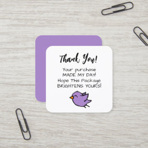 Cute Blue Bird Doodle Business Thank You Insert