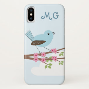 Cute Blue Bird in Blossom Tree iPhone X Case