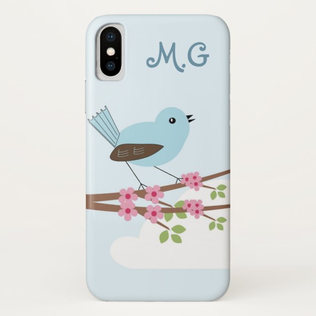 Cute Blue Bird in Blossom Tree Case-Mate iPhone Case (Back)