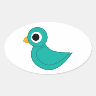 Cute blue bird oval sticker