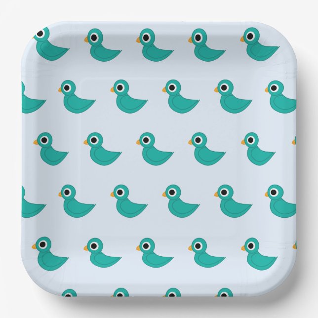 Cute blue bird paper plate (Front)