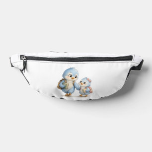 Cute Blue Bird Siblings Belt Bag