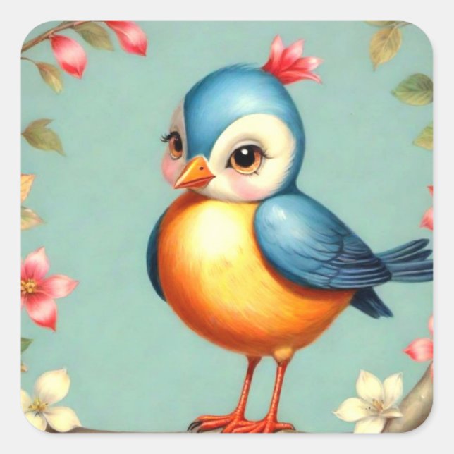 Cute Blue Bird Sticker (Front)