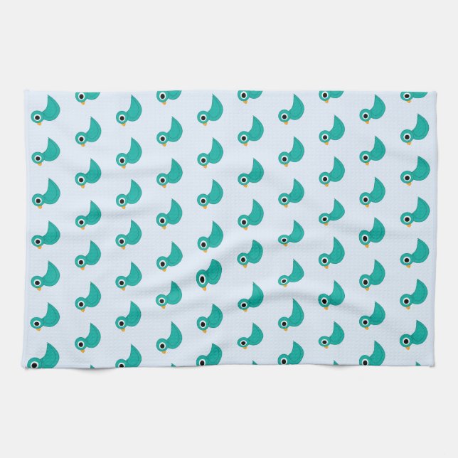 Cute blue bird tea towel (Horizontal)