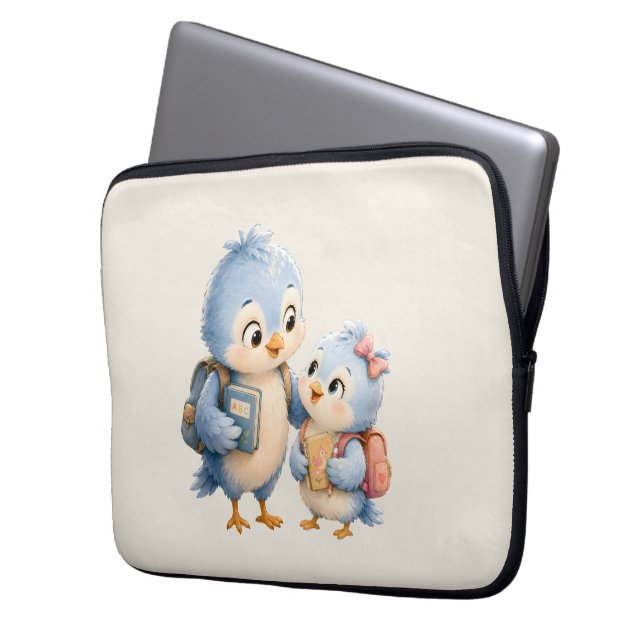 Cute Blue Bird Tech Organiser Bag (Front Left)