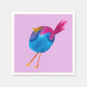 Cute blue bird watercolor napkin