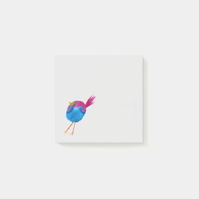Cute blue bird watercolor post-it notes (Front)
