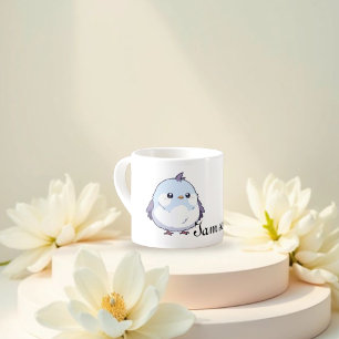 Cute blue bird withe word I am cute motivation\ Espresso Cup
